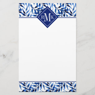 Aquarell-Tinten-Muster des Monogramm-  Briefpapier