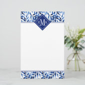 Aquarell-Tinten-Muster des Monogramm-| Briefpapier (Stehend Vorderseite)