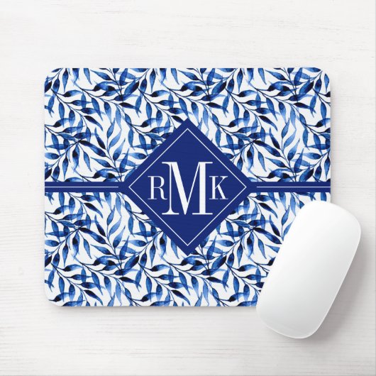 Aquarell-Tinten-Muster des Monogramm-| Mousepad (Mit Mouse)