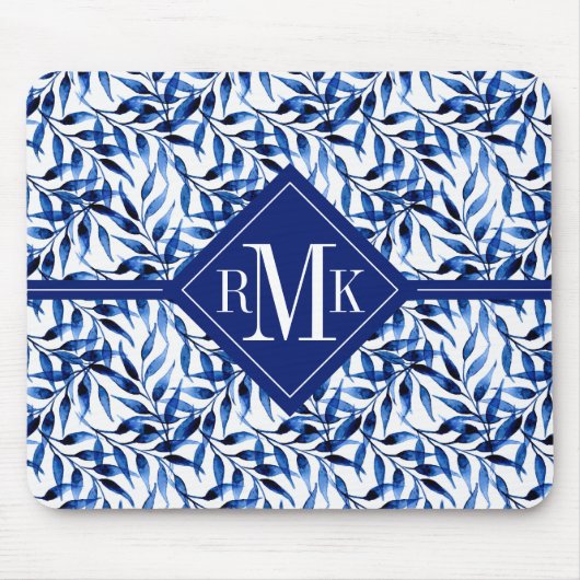 Aquarell-Tinten-Muster des Monogramm-| Mousepad (Vorne)