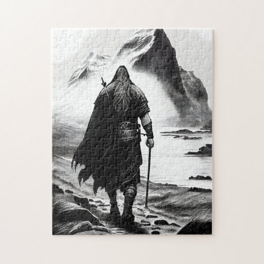 Aquarell-Tintenstift eines Wikingerkriegers Puzzle (Vertikal)