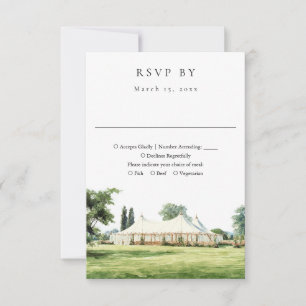 Aquarell Tipi Marquee Garten Hochzeit im Freien RSVP Karte