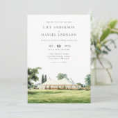 Aquarell Tipi Marquee Garten QR Code Hochzeit Einladung (Stehend Vorderseite)