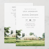 Aquarell Tipi Marquee Garten QR Code Hochzeit Einladung (Vorne/Hinten)
