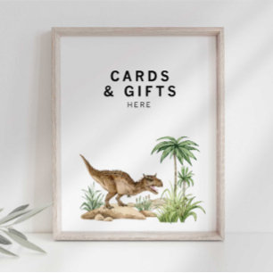 Aquarell-Tischschild mit Jurassic-Dinosaurier-Gesc Poster