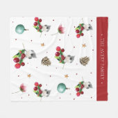 Aquarell Titmouse Christmas Design Fleecedecke (Vorderseite (Horizontal))