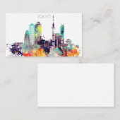 Aquarell-Tokyo-Stadt-Skyline Visitenkarte (Vorne/Hinten)
