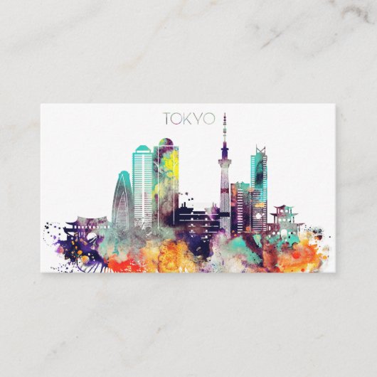 Aquarell-Tokyo-Stadt-Skyline Visitenkarte (Vorderseite)