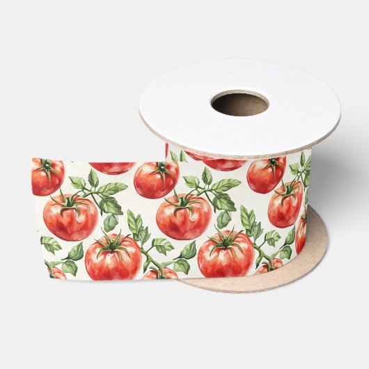 Aquarell-Tomatenmuster Satinband (Spule)