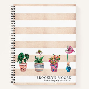 Aquarell-Töpfchenpflanze Personalisiertes Journal Notizblock