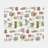 Aquarell-Topfpflanzen-Musterdecke Fleecedecke (Vorderseite (Horizontal))