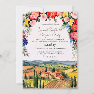 Aquarell Toskana Italien Destination Hochzeit Einladung