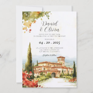 Aquarell Toskana Italien Ziel Hochzeit Einladung