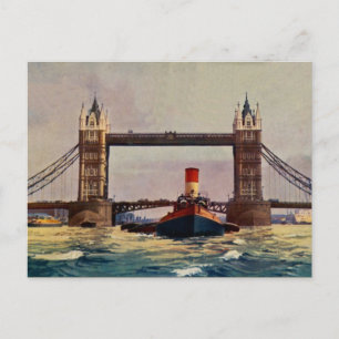 Aquarell Tower Bridge, Dampfer London Postkarte
