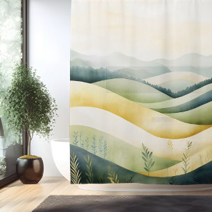 Aquarell Traditionelle Japanische Landschaft Duschvorhang