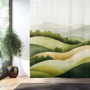 Aquarell Traditionelle Japanische Landschaft Duschvorhang