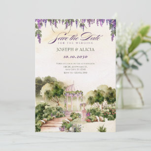 Aquarell Traumhafter grüner Garten elegante Hochze Save The Date