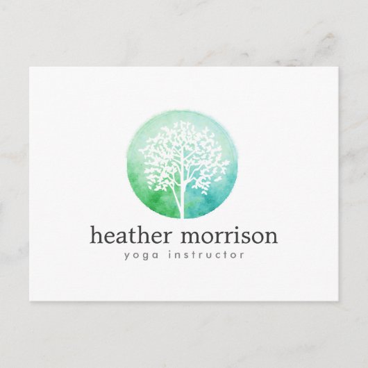 Aquarell Tree Yoga und Wellness Postkarte (Vorderseite)