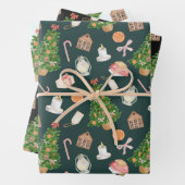 Aquarell Treegeschenke Süßigkeiten Cane Weihnachts Geschenkpapier Set (Beispiel)