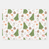 Aquarell Treegeschenke Süßigkeiten Cane Weihnachts Geschenkpapier Set (Vorderseite)