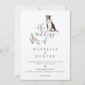 Aquarell Tricolor Pitbuli Pet Blütenrosa Rose Einladung (Vorderseite)