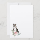 Aquarell Tricolor Pitbuli Pet Blütenrosa Rose Einladung (Rückseite)