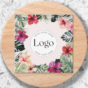 Aquarell-Tropen-Blumen-Botanik-Logo Quadratische Visitenkarte