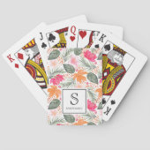 Aquarell-Tropen-Blumenmuster mit Monogramm Spielkarten (Rückseite)
