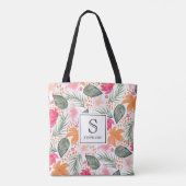 Aquarell-Tropen-Blumenmuster-Schick-Monogramm Tasche (Rückseite)