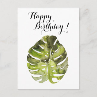 Aquarell-Tropenblatt-Malerei Postkarte