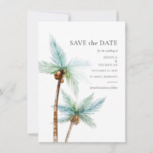 Aquarell-Tropische-Bäume-Hochzeit Save The Date