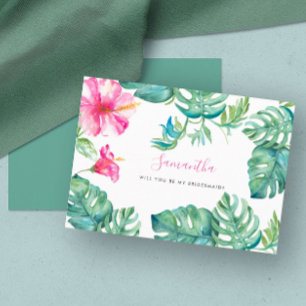 Aquarell-Tropische-Blumen-Brautjungfern-Karten Feiertagskarte