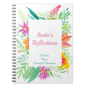 Aquarell-Tropische-Blumen-Rahmen Personalisieren Notizblock
