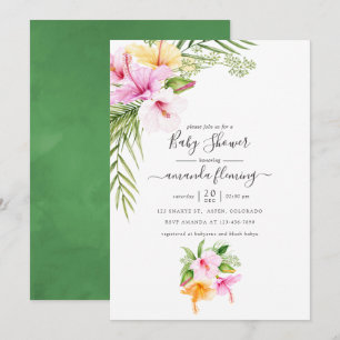 Aquarell-Tropische-Floral-Baby-Party Einladung