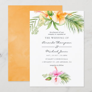 Aquarell-Tropische-Floral-Beach-Hochzeit Einladung
