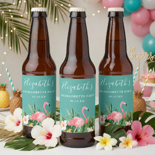 Aquarell-Tropische-Florale-Junggesellinnen-Abschie Bierflaschenetikett