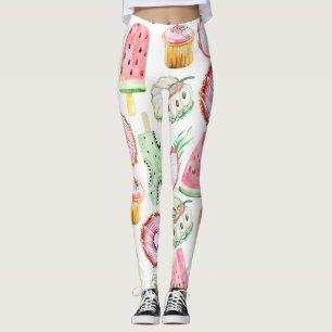 Aquarell tropische Früchte, Eiscreme-Muster. Leggings