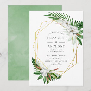 Aquarell-Tropische-Grün-Geometrische-Hochzeit Einladung