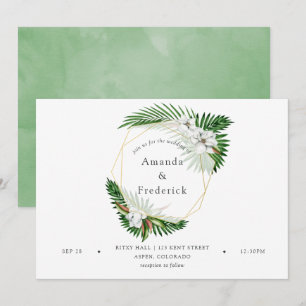 Aquarell-Tropische-Grüne-Geometrische-Hochzeit Einladung