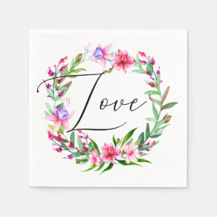 Aquarell tropische rosa Blumen. Florale Hochzeit Serviette