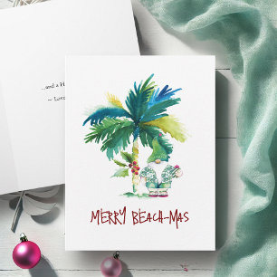 Aquarell-Tropische-Strand-Weihnachtskarten zum Fal Feiertagskarte