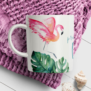 Aquarell-Tropischer-Rosa-Flamingo Kaffeetasse