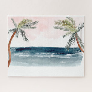 Aquarell-Tropischer-Strand-Palmen-Entspannung Puzzle