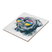 Aquarell-tropischer Welpe Fliese (Seite)