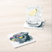 Aquarell-tropischer Welpe Rechteckiger Pappuntersetzer (Vor Ort)