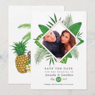 Aquarell-Tropisches-Luau-Aloha-Hochzeitsfoto Save The Date