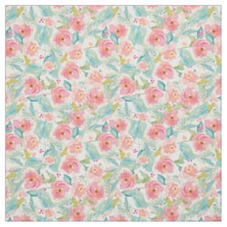 Aquarell-tropisches mit Blumengewebe Stoff
