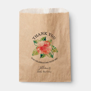 Aquarell-Tropisches Rosa Hibiskus Hawaiianisch Geschenktütchen