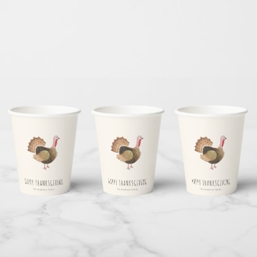 Aquarell Truthahn Thanksgiving Pappbecher (Multi)