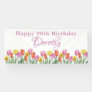 Aquarell-Tulpen 90. Geburtstagsfeier Banner